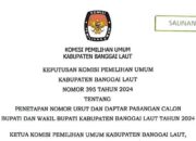 Pengumuman Penetapan Nomor Urut dan Daftar Pasangan Calon