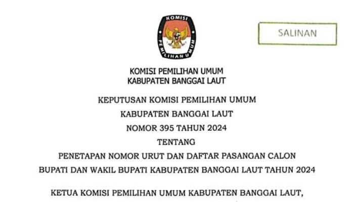 Pengumuman Penetapan Nomor Urut dan Daftar Pasangan Calon